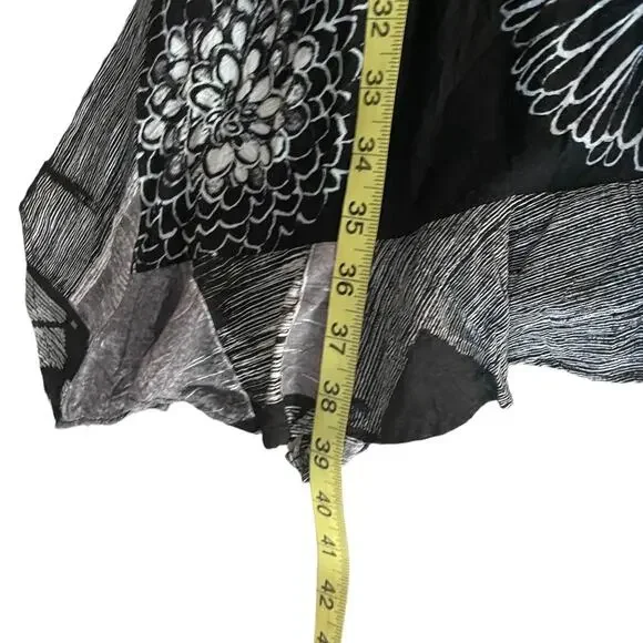 Vintage Jams World Asymmetric Dress Womens XS Black Floral Spaghetti Strap Midi - Picture 10 of 11